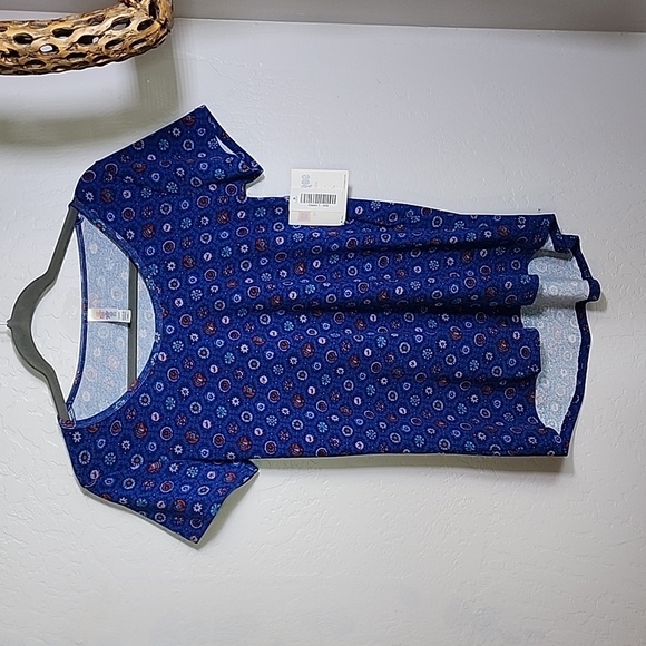 NEW LuLaRoe Floral Print Blue T-Shirt Size XXS - Picture 1 of 7